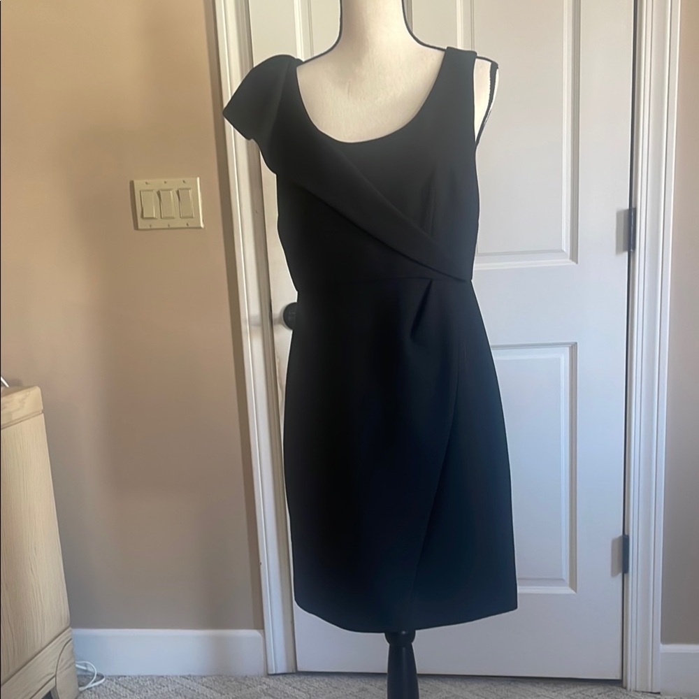 Ann Taylor Black Asymmetrical One Shoulder Sheath Dress